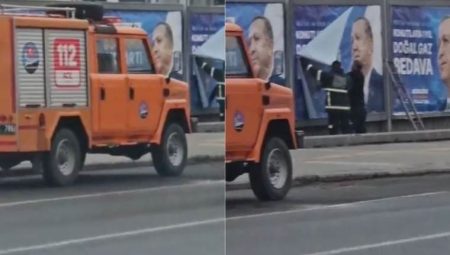 Erdoğan’ın afişleri arama kurtarma takımlarına astırıldı